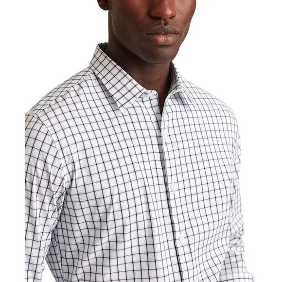 Bonobos NWT Slim Fit Long Sleeve Button-Front Tech Shirt Blue Horden Check - Picture 2 of 6